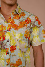 Load image into Gallery viewer, Watch For Sharks Relaxed Aloha Shirt in Aqua