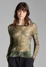 Load image into Gallery viewer, Camouflage Silk Tulle Round Neck Top in Brughierra