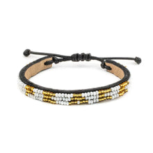 Load image into Gallery viewer, Skinny Leather PEACE Bracelet in White and Gold
