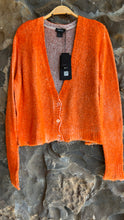 Load image into Gallery viewer, Hand Painted Cropped Cotton Cardigan in Mandarin and Ghiaccio