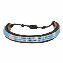 Load image into Gallery viewer, Skinny Leather AMOR Bracelet in Blue and White