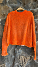 Load image into Gallery viewer, Hand Painted Cropped Cotton Cardigan in Mandarin and Ghiaccio