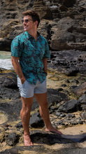 Load image into Gallery viewer, Hāpuʻu Tree Fern Tailored Aloha Shirt in Teal