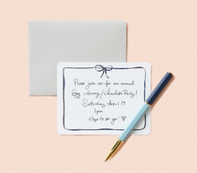 Load image into Gallery viewer, Navy Bow Flat Notes – Boxed Set of 8 Notecards