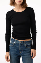 Load image into Gallery viewer, Swoon Long Sleeve Ribbed Top in Black