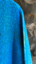 Load image into Gallery viewer, Hand Painted Cropped Cotton Cardigan in Teal and Lime