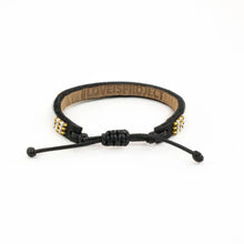 Load image into Gallery viewer, Skinny Leather PEACE Bracelet in White and Gold
