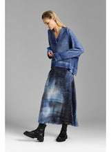 Load image into Gallery viewer, Hand Painted Stretch Silk Skirt in Midnight Murales