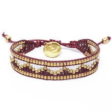 Load image into Gallery viewer, Taj Beaded Bracelet in White and Burgundy

