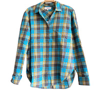 Load image into Gallery viewer, Beau Shirt in Turquoise/Yellow Plaid Flannel
