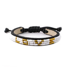 Load image into Gallery viewer, Skinny Leather LOVE Bracelet in White and Gold