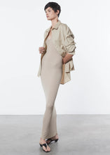 Load image into Gallery viewer, Stretch Silk Knit Maxi Dress in Tan
