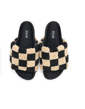 Load image into Gallery viewer, The Fuzzy Checks in Beige & Black Faux Shearling ***Final Sale Not eligible for returns or exchanges