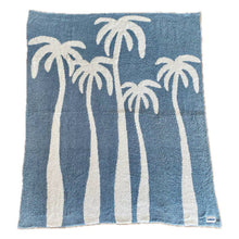 Load image into Gallery viewer, Sundream - Dancing Palms Plush Throw - Chambray Blue