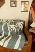Load image into Gallery viewer, Sundream - Dancing Palms Plush Throw - Chambray Blue