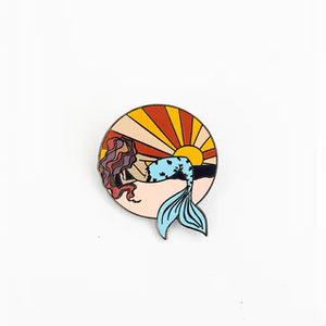 Enameled Sunset Mermaid Pin