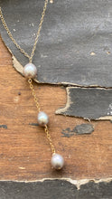 Load image into Gallery viewer, 14KGF Triple Silver Pearl Drops Necklace
