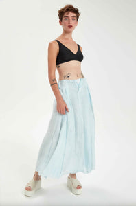 Washed Silk Skirt in Ice Blue