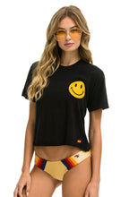 Load image into Gallery viewer, Smiley Chasing Rainbows Boyfriend Tee in Sky Blue