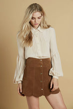 Load image into Gallery viewer, Marcia Suede Petal Skirt in Peanut
