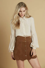 Load image into Gallery viewer, Marcia Suede Petal Skirt in Peanut