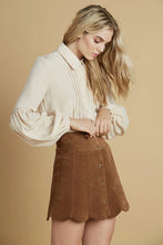 Load image into Gallery viewer, Marcia Suede Petal Skirt in Peanut