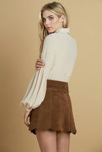 Load image into Gallery viewer, Marcia Suede Petal Skirt in Peanut