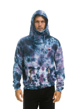 Load image into Gallery viewer, Unisex Ninja Pullover Hoodie in Tie Dye Blue Purple