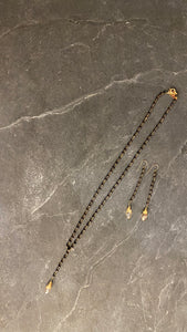 #361 Morganite Rosary Chain Necklace and Matching Earrings