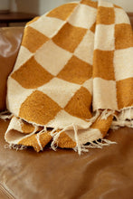 Load image into Gallery viewer, Sundream - Gold &amp; Cream - Heavyweight Checker Throw Blanket
