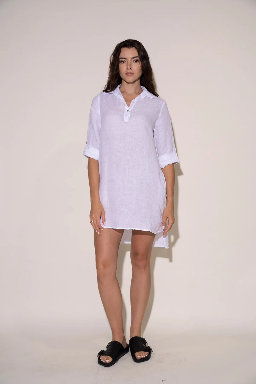 Alma Dress in White Linen