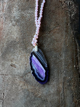 Load image into Gallery viewer, #378 Knotted Pink Czech Stones with Large Agate Pendant
