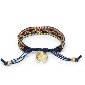 Taj Beaded Bracelet in Navy and Red