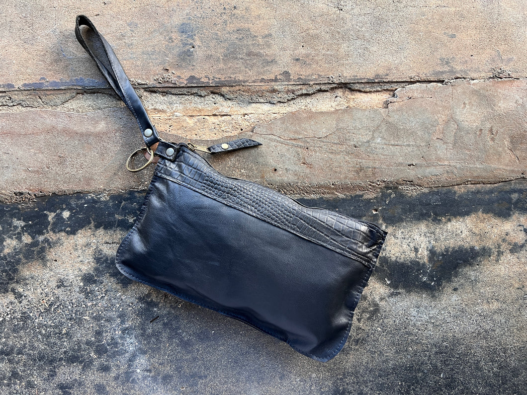 #470 Hand Made Leather Clutch