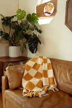 Load image into Gallery viewer, Sundream - Gold &amp; Cream - Heavyweight Checker Throw Blanket
