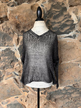 Load image into Gallery viewer, Brushed Cashmere &amp;Silk V Neck Net Stitched Pullover in Husky
