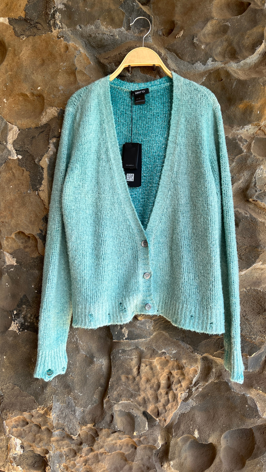 Hand Painted Cropped Cotton Cardigan in Jade and Provence