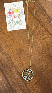 Dream Catcher Necklace with Turquoise & Herkimer Diamond