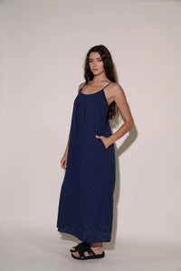 Candy Dress in Navy Floral Poplin