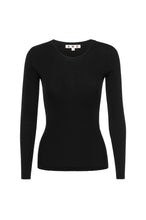 Load image into Gallery viewer, Swoon Long Sleeve Ribbed Top in Black
