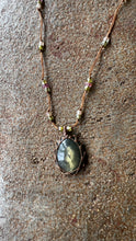 Load image into Gallery viewer, Short Tibetan Necklace with Labradorite (Green)
