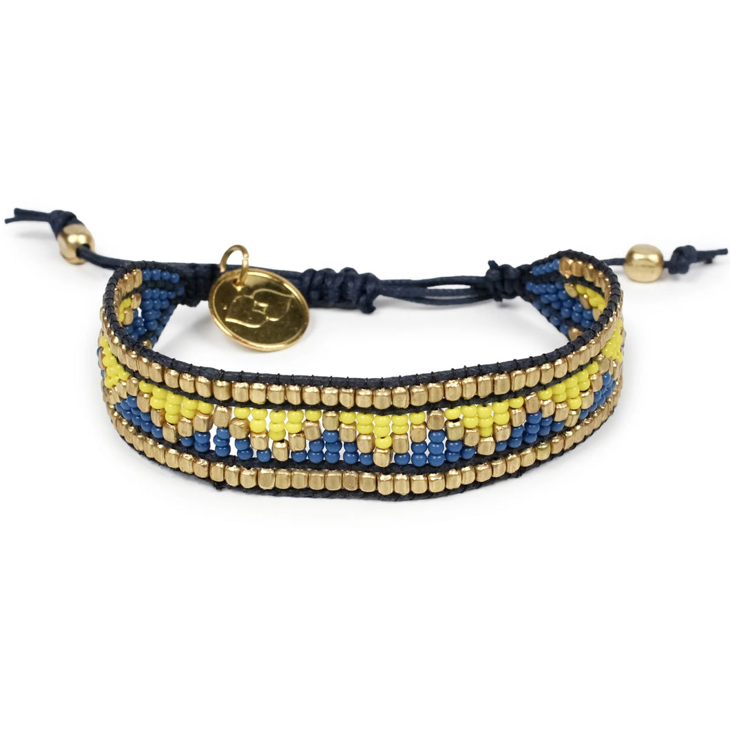 Taj Beaded Bracelet in Azure Blue and Yellow