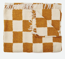 Load image into Gallery viewer, Sundream - Gold &amp; Cream - Heavyweight Checker Throw Blanket
