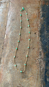 Loopy Duo Necklace/Bracelet with Green Chrysoprase and Champagne Zircons