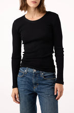 Load image into Gallery viewer, Swoon Long Sleeve Ribbed Top in Black
