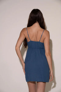 Joni Cotton Gauze Dress in Dusty Blue