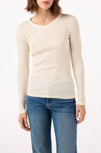 Swoon Long Sleeve Ribbed Top in Bone