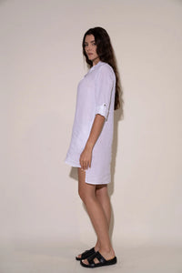 Alma Dress in White Linen