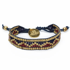 Taj Beaded Bracelet in Navy and Red