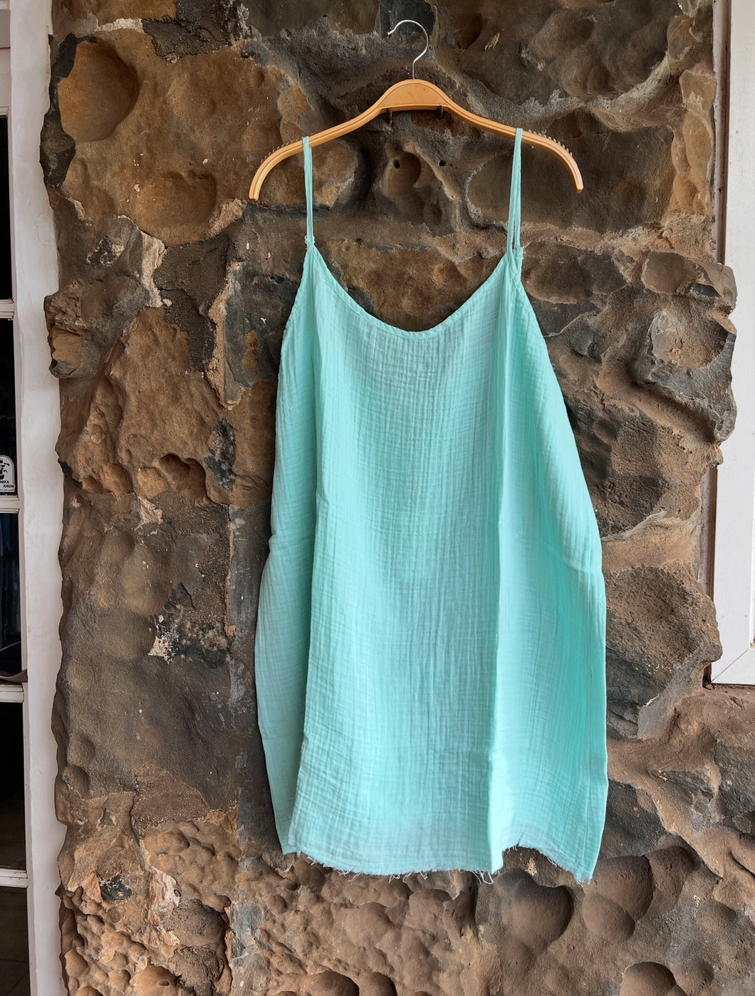 Cotton Cami Tie Back Dress in Aqua